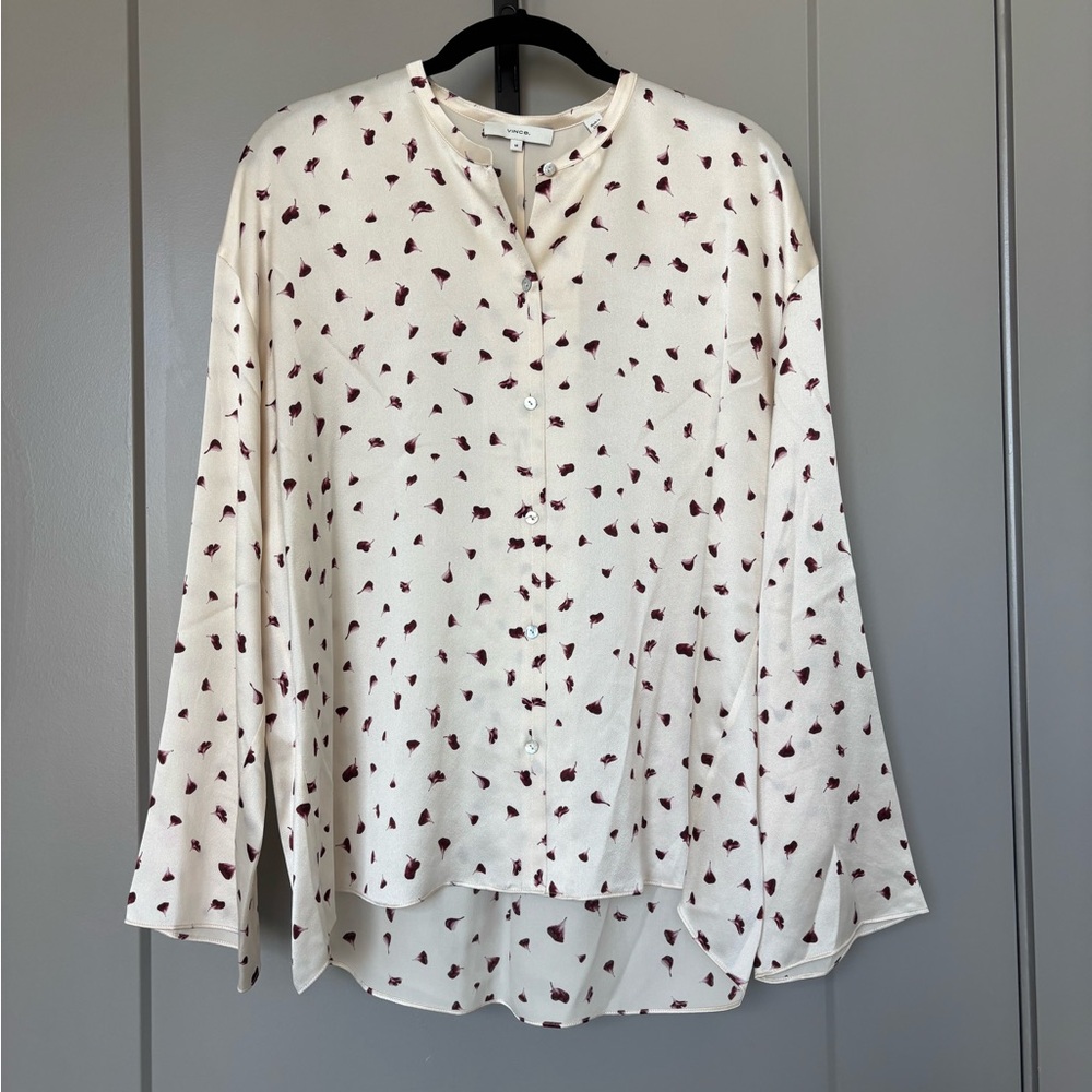 Vince Cream Blouse with Red Accents